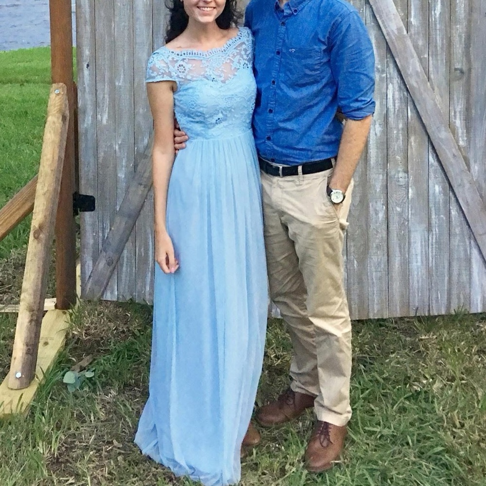Elegant Light Blue Lace Dress bridesmaid